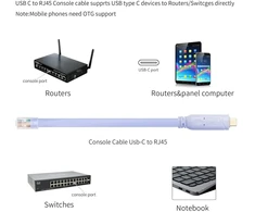 Qianrenon usb-c cisco konsolės kabelis, usb c į rj45 konsolės serijinį derinimo kabelį su ftdi lustu, usb type c į rj45 serijinį adapterio kabelį, suderinamas su maršrutizatoriumi, jungikliu, ugniasiene, ap (belaidžiu), 1,8 m