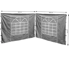 Quick star 2 šoninės sienelės su pvc langu 300 x 195 cm, skirtos sahara pavėsinei 3 x 3 m, šoninė sienelė pilka