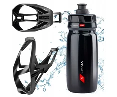 Raceone Ziko 29 g juodos spalvos dviračio laikiklio ir krepšelio komplektas + Hyma 600 ml gertuvė