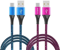 Raewstco 2 vnt. Usb Type-c kabelis 3a / 5a itin greito įkrovimo Usb-c įkrovimo kabelis, pagamintas iš nailono aliuminio korpuso, specialios konstrukcijos, palaikančios įtempimo mažinimą (0,5 m + 1 m)
