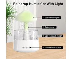 Rain Cloud drėkintuvas miegamiesiems ir dideliems kambariams, Mushroom eterinių aliejų difuzorius su 7 spalvų Led lemputėmis, gali būti naudojamas kaip naktinė lemputė, Raindrops Cloud drėkintuvas (baltas)