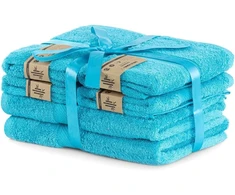 Rankšluostis Decoking vonios rankšluosčių rinkinys Turquoise, 4 rankšluosčiai 50x100 cm ir 2 rankšluosčiai 70x140 cm, medvilnė, bambuko viskozė, sugeriantys, antibakteriniai Bamby