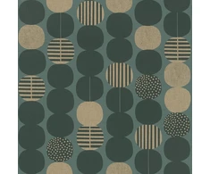 Rasch Tapetai 539752 iš Amazon Graphic Collection neaustinių tapetų su apskritimais alyvuogių žalios ir aukso spalvos ant pilkos/žalios spalvos fono su lengva struktūra - 10,05 m x 53 cm (ilgis x plotis) tapetai