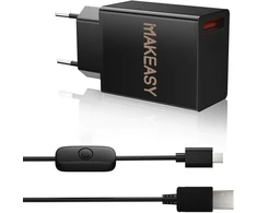 Raspberry Pi 3 maitinimo šaltinis, 3a/5v eu įkroviklis, skirtas raspberry pi 3 modelis b, b+, pi 2, banana pi su įjungimo/išjungimo jungikliu, usb įkroviklis, eu kištukas, micro usb kabelis, suderinamas maitinimo jungiklis