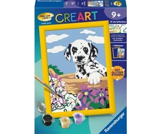 Ravensburger Creart 20061 Dalmatinas šuniukas piešimas pagal skaičius vaikams nuo 9 metų, piešimo rinkinys su rėmeliu, teptuku ir akriliniais dažais, dovana mergaitėms ir berniukams, su blizgučiais