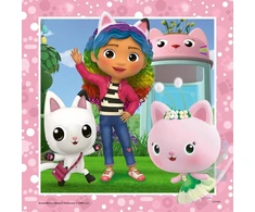 Ravensburger vaikiška dėlionė 05659 Playtime with Gabby 3 x 49 dalys Gabby's Dollhouse dėlionė vaikams nuo 5 metų
