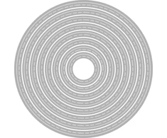 Rayher 50283000 pjovimo formelės „apskritimas su dygsniais krašte“, 8 vnt., apskritimai 1,6–7,1 cm skersmens, skirti popieriaus dizainui, atvirukų gamybai, scrapbooking'ui ir kt., reljefiniai trafaretai, plienas