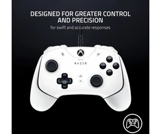 Razer Wolverine V2 laidinis žaidimų valdiklis, skirtas XBOX Series X s, XBOX One, Pc: perprogramuojami priekiniai mygtukai – mechaniniai taktiliniai veiksmo mygtukai ir D-pad – trigerio stabdymo jungikliai – baltas