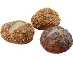 Realistiškas maisto muliažas - dirbtiniai kepiniai, duona ir smulkūs pyragaičiai - maisto muliažas / plastikinis maistas - dekoracija (bandelės - 3 vnt. - 7 cm)