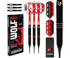 Red Dragon Raudona Dragon Wolf Pack serijos žalvariniai smiginiai - 18g 20g 22g smiginiai su strėlyčių plunksnelėmis ir koteliais (stiebai) rinkinys su plunksnelėmis ir koteliais (stiebais) galimi su plieniniu antgaliu ir minkštu antgaliu