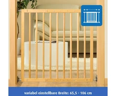 Reer Basic 46977 Apsauginiai varteliai laiptams ir durims prisukami, mediniai, stabilus laikymas, praėjimo plotis 65,5–106 cm, rudi, 65,5–106 cm