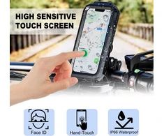Reetee universalus vandeniui atsparus telefono laikiklis dviračiui, motociklui (greitai išardomas) paspirtukui, išmaniojo telefono laikiklis 360° besisukantis telefono laikiklis ant vairo, skirtas 4,7