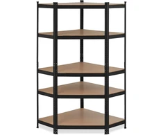 Relaxdays kampinis didelio apkrovimo lentynų blokas, galvanizuotas, apkrova iki 875 kg, 181 x 128 x 92 cm, 5 lentynos, įstatomos plieninės kampinės lentynos, juodos spalvos