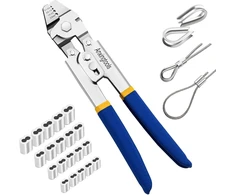 Replės vielinėms virvėms presuoti, Anxingtools kabelių antgaliai iki 2,2 mm su 200 aliuminio dvigubų įvorių presavimo kilpomis ir 20 nerūdijančio plieno antpirščių asortimentas