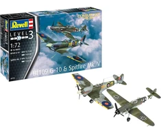 Revell modelių rinkinys Combat Set Bf109g-10 ir Spitfire Mk.v I Detalios kopijos I Skalė 1:72 I Autentiški lipdukai ir komponentai I Tinka modeliuotojams nuo 10 metų, vidutinis