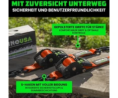 Rhino Usa savaime susitraukiantys surišimo diržai (2 vnt.) - 5 cm x 3 m (1,360 kg trūkimo jėga) - aukštos kokybės automatiniai surišimo diržai sunkvežimiams, priekaboms, motociklams, dviračiams ir kt. - oranžiniai