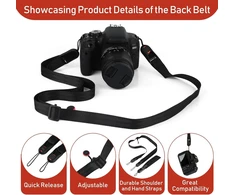 Risf kameros dirželis ant rankos, kameros dirželis ir priedai, fotografo kameros dirželis, greito atsegimo kameros dirželis skirtas slr kameroms, skaitmeniniams fotoaparatams, 6 vnt., juodas