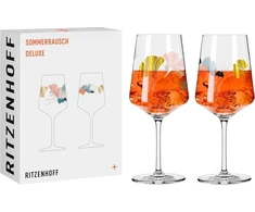 Ritzenhoff Sprizz 2841018 aperityvo taurių rinkinys iš 2 vnt., 500 ml, Summer Rausch Deluxe serija su ginko motyvu, pagaminta Vokietijoje
