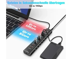 Rshtech 10-port Usb-c 3.0/3.2 Hub su maitinimo adapteriu, 10gbps