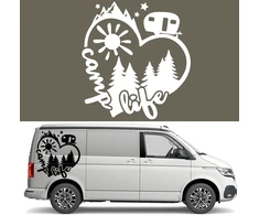 Šablonas automobiliui Camper Grafika Camp Life Camping Góry 45x42
