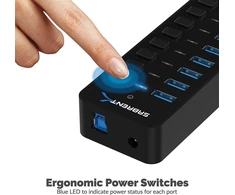 Sabrent 10 prievadų Usb 3.0 šakotuvas su maitinimo adapteriu