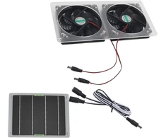 Saulės panelės ventiliatoriaus komplektas 100 W, saulės panelės ventiliatorius, saulės ventiliatoriaus komplektas 12 V, vandeniui atsparus nešiojamas dvigubas ištraukimo ventiliatorius šiltnamiui, vištidėms