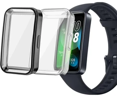 Sciuu dėklas, suderinamas su huawei band 8 išmaniuoju laikrodžiu, [2 vnt.] visapusiškas apsauginis dėklas su ekrano apsauga, lankstus tpu dėklo apvalkalas, pilna apsauga, skirtas huawei band 8, juodas + skaidrus