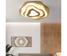 Senfay led lubinis šviestuvas svetainei, medinis lubinis šviestuvas 3000 k šiltai balta šviesa 50 w, skersmuo 60 cm, modernus medinis šviestuvas miegamojo lempa svetainės lempa netaisyklingos apvalios formos vaiko kambario lempa (nereguliuojamas šviesumas
