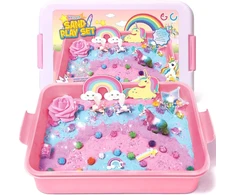Sensorinis žaislas magic sand smėlio dėžės rinkinys dovanos mergaitėms unicorn play sand lagaminas paplūdimio įrankiai sensorinis smėlio žaislas magic sand unicorn dovana mergaitėms vaikams 3 4 5 6 7 8 metų