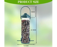 Šėrimo kolona, plastikinis lesyklėlė paukščiams 21,5 cm su 2 vietomis, paukščių šėrimo stotelė pakabinimui, laukiniams paukščiams, šėrimo silosas, permatomas vamzdelis paukščių lesyklėlė sodui, terasai
