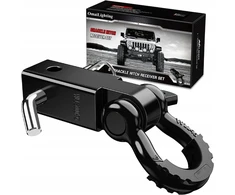 Shackle Hitch priekabos jungties imtuvas, atlaikantis 45000 svarų, 3/4" D formos žiedas, juodas