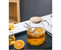 Sharemee stiklinis arbatinukas su infuzoriumi biriai ir žydinčiai arbatai, karščiui atsparus stiklinis arbatinukas ir virdulys viryklei, puikus arbatinukas, 1600 ml