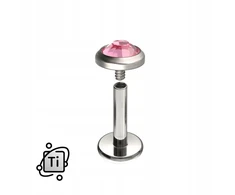 Sidabrinis titano labret su rožiniu cirkoniu 1,2/6/3mm