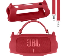 Kompiuterio kolonėlės Silikoninis dėklas su dirželiu Jbl Charge 6 garsiakalbiui (raudonas)