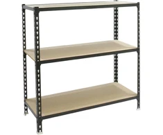 Simonrack Maderclick itin tvirta lentyna, sandėliavimo lentyna, 100 x 110 x 50 cm, metalinė lentyna, lentyna rūsiui, lenkimo riba 200 kg, 3 medinės lentynos, antracito/medžio spalvos