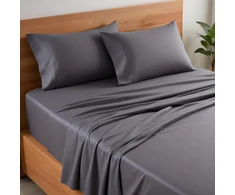 Simple Deluxe 4 dalių queen dydžio paklodžių komplektas, prabangios viešbučio paklodės, atsparios raukšlėms, gilios kišenės, laidžios orui ir vėsios, lengva priežiūra (queen, pilka)