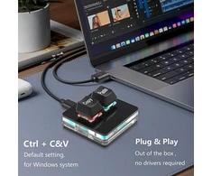Sinloon Usb mini 2 mygtukų kopijavimo ir įklijavimo klaviatūra, Osu klaviatūra, Hotswap vienos rankos mechaninė žaidimų klaviatūra su Usb laidu ritminių žaidimų žaidimams