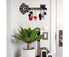 Sirholdeer modernus raktų pakabukas, skeleton key, home sweet home raktų kabliukas, raktų pakabukas sienai, raktų pakaba su 7 kabliukais, raktų lenta juoda, sienos dekoracija prieškambariui, metalinė dekoracija