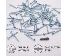 Skir'co (900 vnt.) Cinkuoto plieno 3.5 x 40 mm sidabriniai medvaržčiai, metaliniai varžtai su plokščia galvute, Pozi sriegikliai