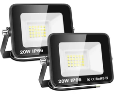 Skyworld lauko led prožektorius, 20 w led prožektorius, sieniniai šviestuvai, ip66 atsparus vandeniui, 2 vnt., 6500 k šaltai baltas prožektorius, lauko prožektorius, idealus lauko apšvietimas sodui, terasai, sienai, garažui, priekiui