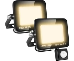 Skyworld led prožektorius su judesio davikliu pir, 2 vnt., 10 w, 1000 lm led lauko prožektorius, 4000 k šiltai balta led lempa, lauko šviestuvas, atsparus vandeniui, skirtas kiemui, garažui, sodui, automobilių stovėjimo aikštelei