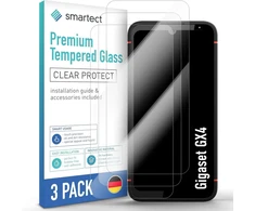 Smartect apsauginis stiklas [3 vnt., skaidrus] suderinamas su Gigaset Gx4, Hd ekrano apsauga, atsparus įbrėžimams, be burbuliukų, 9h kietumas, 0,3 mm itin skaidrus, itin atsparus