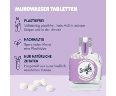 Smyle Freshmint burnos skalavimo tabletės, 100% natūralūs ingredientai, burnos skalavimo tabletės, be plastiko, ilgalaikis gaivumas, 2 mėnesių atsarga