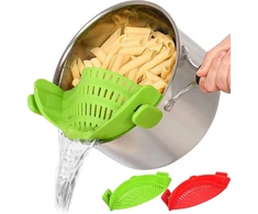 Snap Strainer 2 vnt. silikoninis maisto koštuvas, atsparus karščiui, užsegamas koštuvas ryžiams, makaronams, spagečiams, maltai jautienai, universalus, tinka visiems puodams ir dubenims