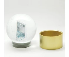 Snowglobe for You 40078 nuotraukų gaublys stiklinis nuotraukų rėmelis su plastikiniu pagrindu auksinis apvalus 100 mm skersmens