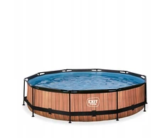 Sodo baseinas su filtru Exit Wood 360 x 76 cm rudas