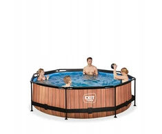 Sodo baseinas su filtru Exit Wood 360 x 76 cm rudas