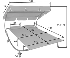Sodo sofa su stogeliu dvivietė Comfort Summer Garden Relaxation Sun Lounger Bed
