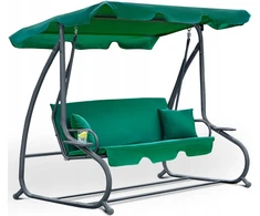 Sodo sūpynės su sustiprintu Relax Comfort suoliuku, žalios spalvos, su pagalvėmis