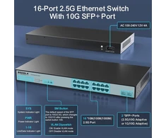 Sodola Nep valdomas ethernet komutatorius su 16 x 2.5gbase-t prievadais, 2 x 10g Sfp, 120gbps perjungimo sparta, prievadų izoliacija, Ie montuojamas į stelažą, be ventiliatoriaus, Plug &amp; Play Multi-gig